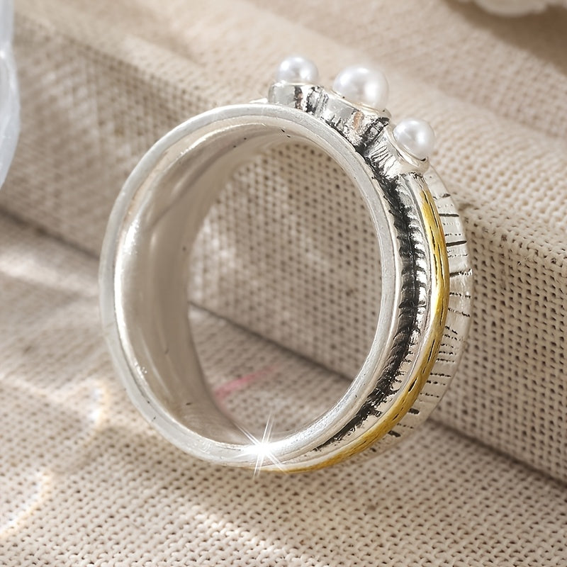 ANILLOS BOHEMIO BICOLORE REDONDO PERLES