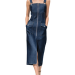 Tailored Utility Denim Midi Dress