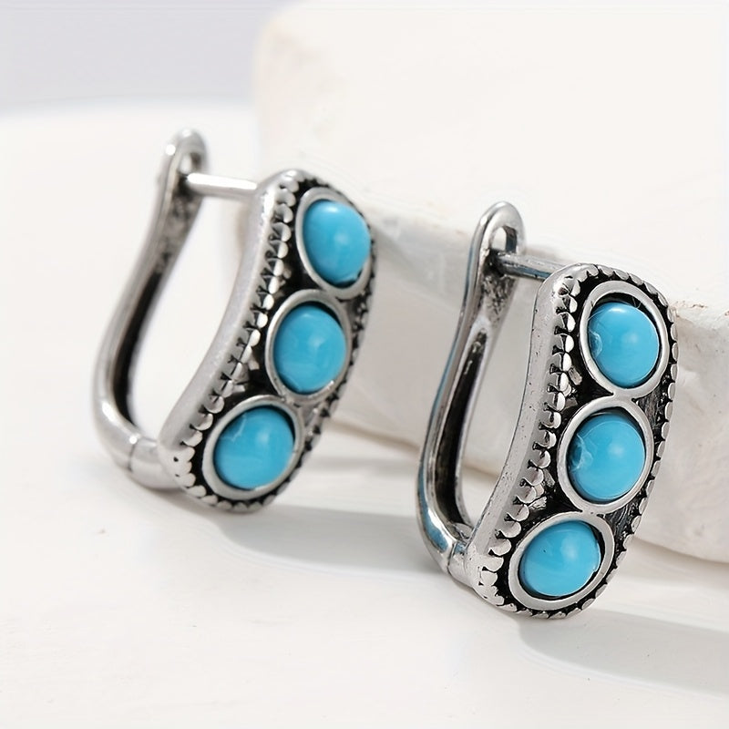 PENDIENTES VINTAGE IMPOSANT TURQUESA PERLA ARO