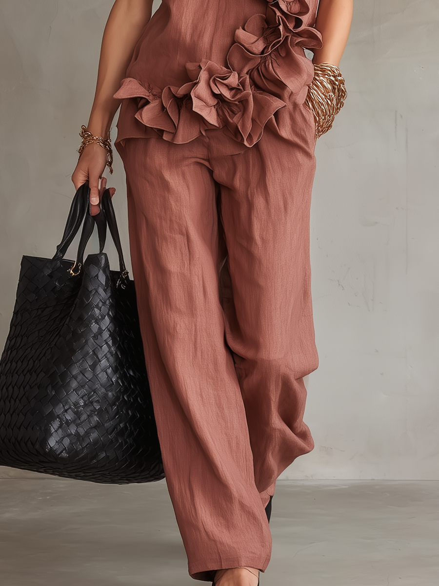 Artful Textured Ruffle Two-Piece Set