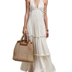 Ethereal Halter-Neck Tiered Maxi Dress