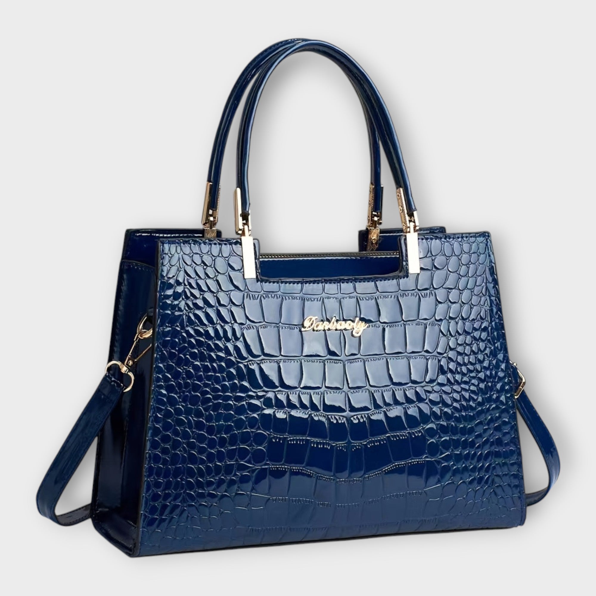 BOLSO DE MANO CON EFECTO COCODRILO BRILLANTE - VALERINA MARBELLA