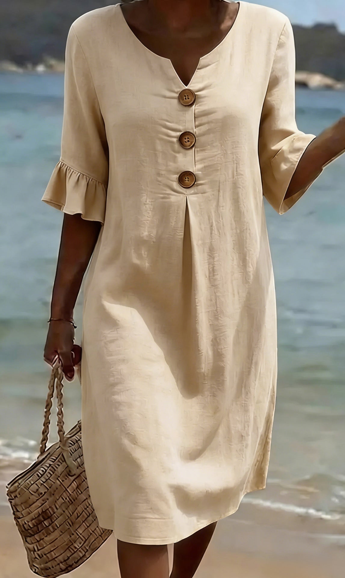 VESTIDO DE PLAYA CON BORDADO FLORAL – LIGERO Y FLUIDO