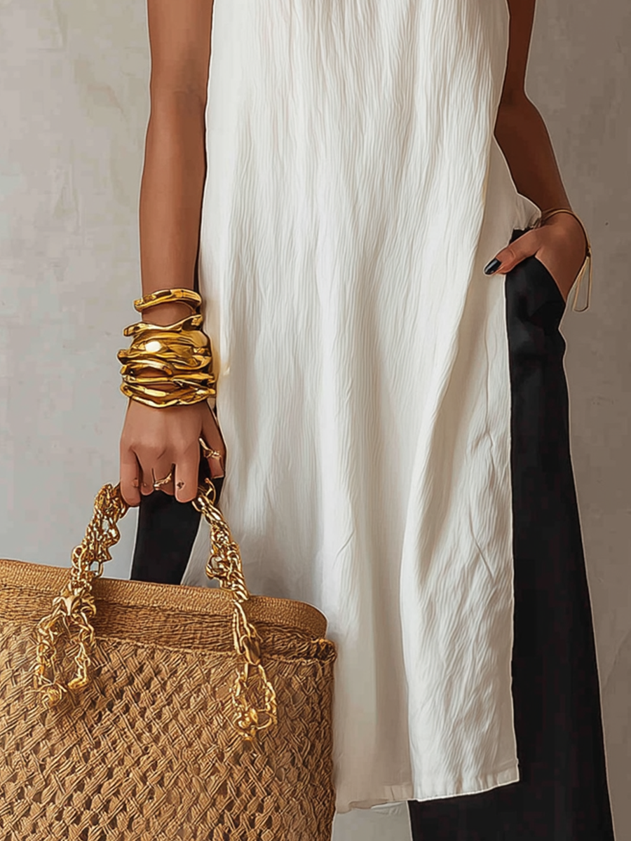 Minimal Halter-Neck Fluid Blouse