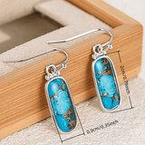 PENDIENTES TURQUESA PLATA PLAQUÉ RECTANGLE GOTA