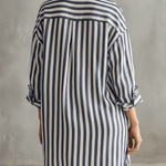 Relaxed Striped Oversized Blue & White Shirt Mini Dress