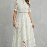 Charlisse – Ornate lace refinement – High-neck midi dress