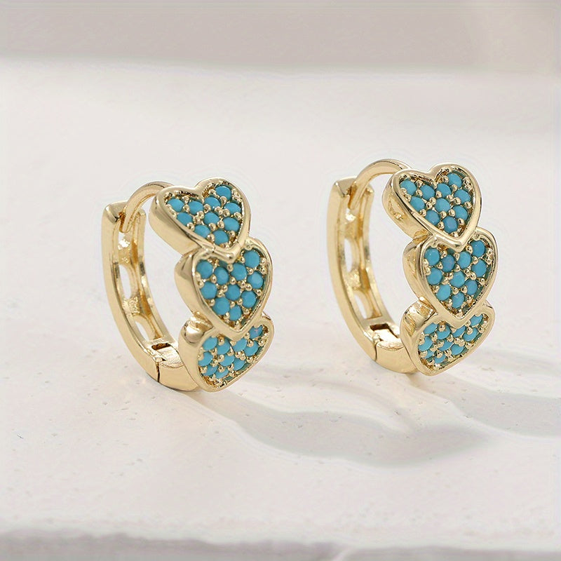 PENDIENTES ELEGANTE TURQUESA CORAZÓN EN FORME DE DESIGN ARO