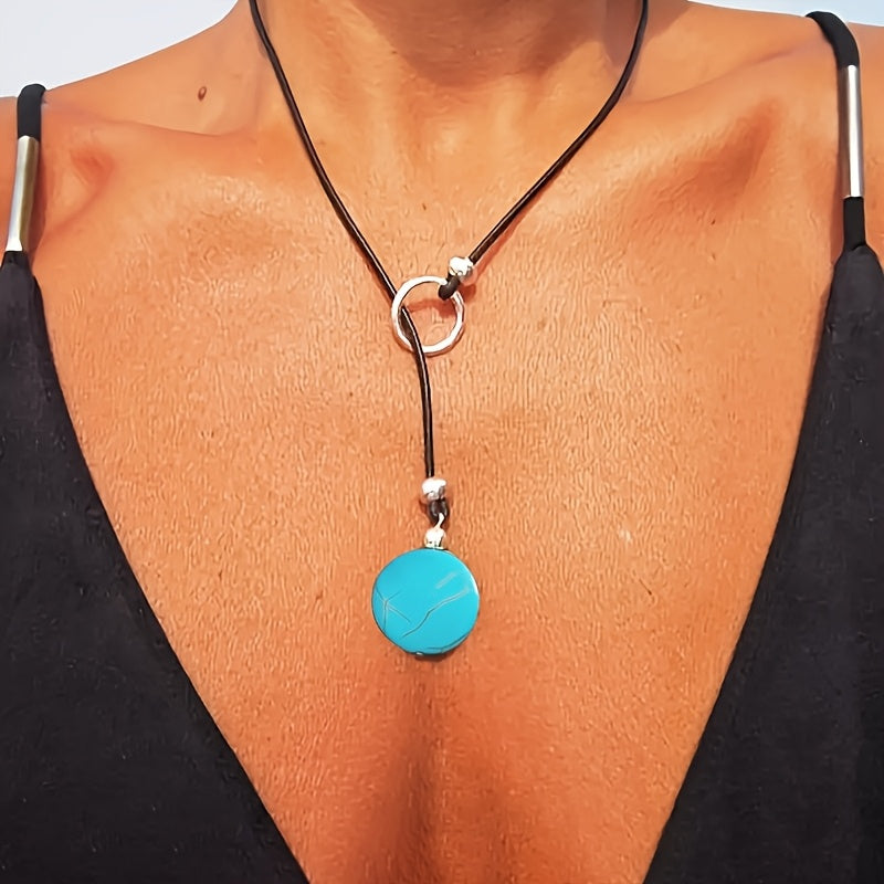 COLLAR VINTAGE STYLE BOHEMIO TURQUESA COLGANTE