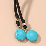 COLLAR MINIMALISTA BOHEMIO TURQUESA REDONDO PERLES RÉGLABLE COLLAR RAS-DE-COU