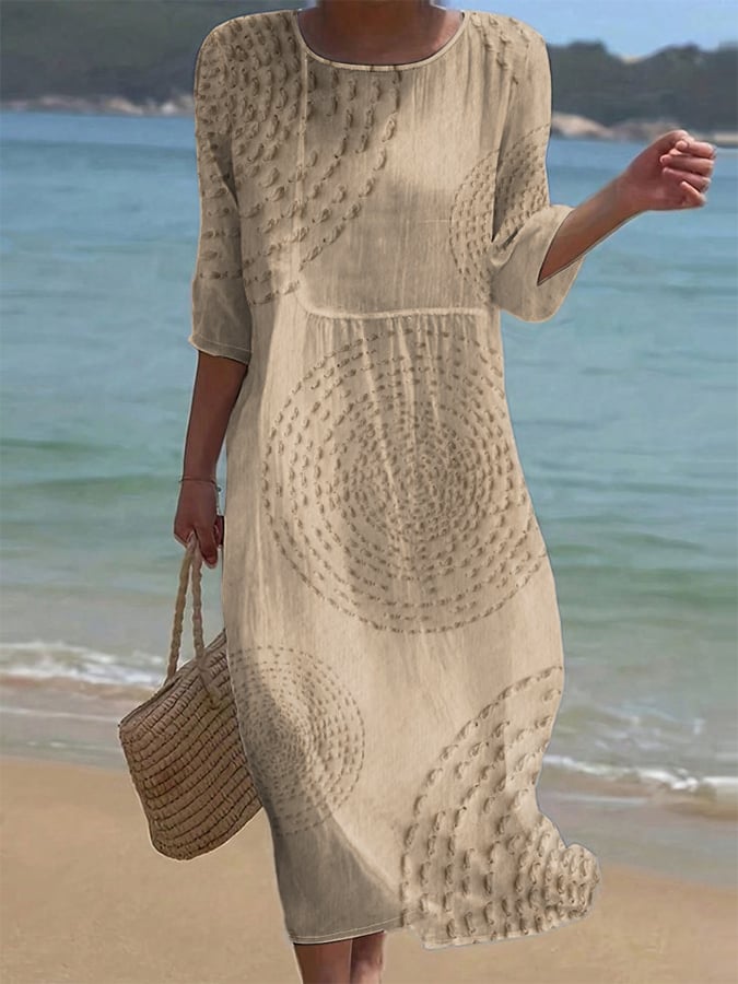 Catalina | Vestido de Playa Cómodo con Bordado Geométrico