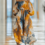 CONJUNTO DE GASA CON ESTAMPADO ACUARELA Y TOP - VALERINA MARBELLA