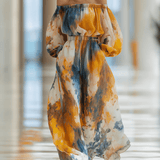 CONJUNTO DE GASA CON ESTAMPADO ACUARELA Y TOP - VALERINA MARBELLA