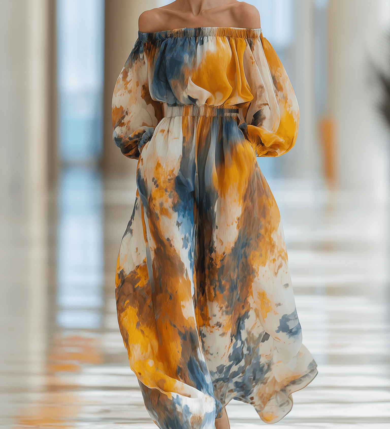 CONJUNTO DE GASA CON ESTAMPADO ACUARELA Y TOP - VALERINA MARBELLA