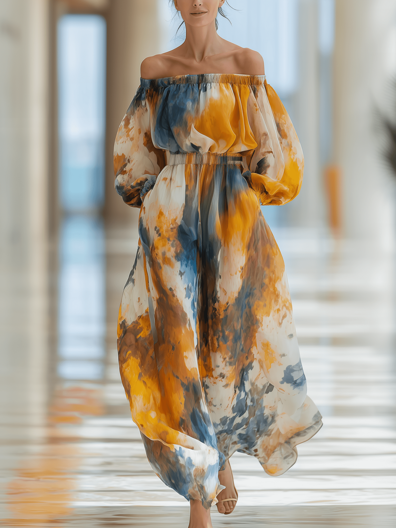 CONJUNTO DE GASA CON ESTAMPADO ACUARELA Y TOP - VALERINA MARBELLA