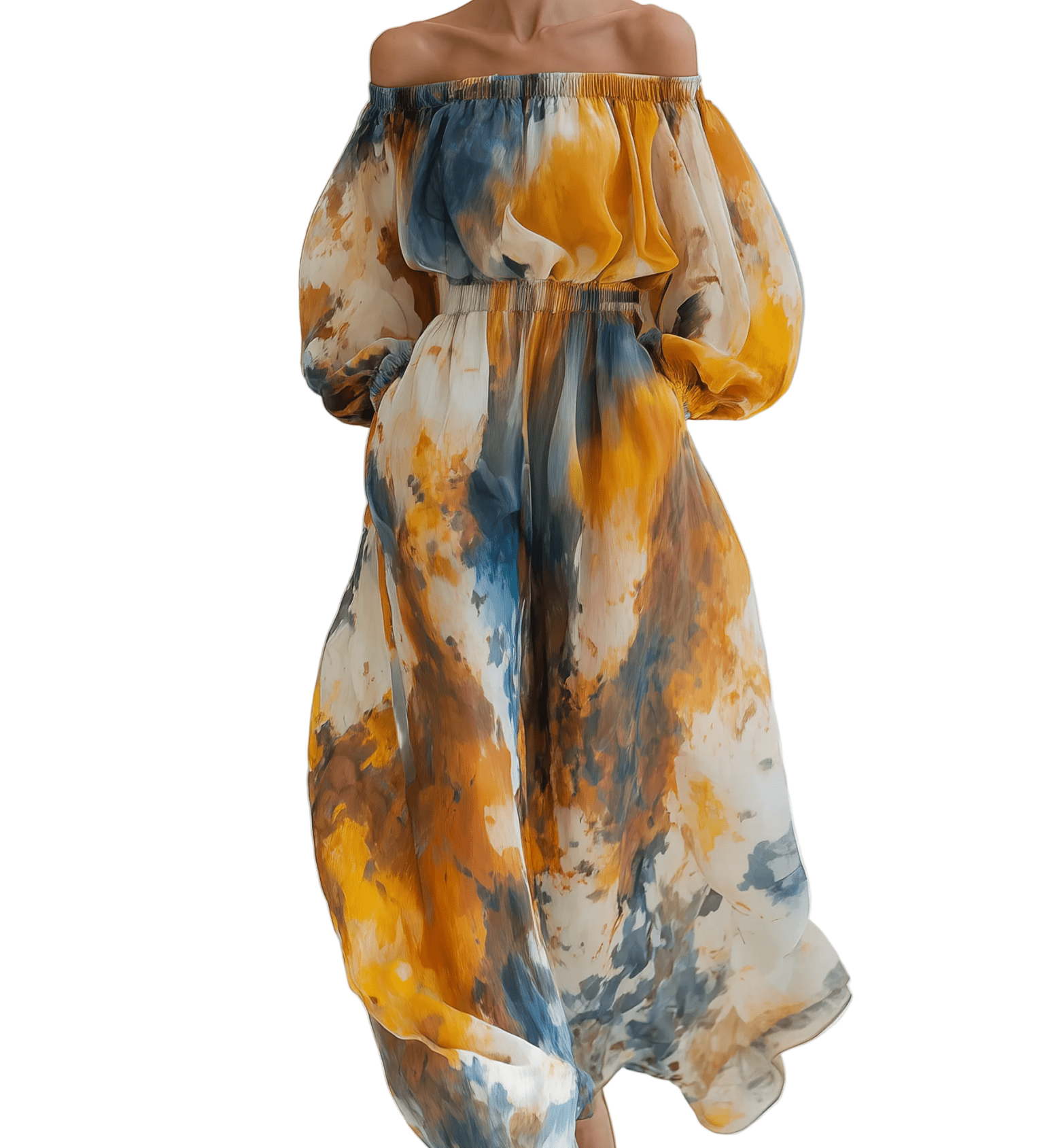 CONJUNTO DE GASA CON ESTAMPADO ACUARELA Y TOP - VALERINA MARBELLA