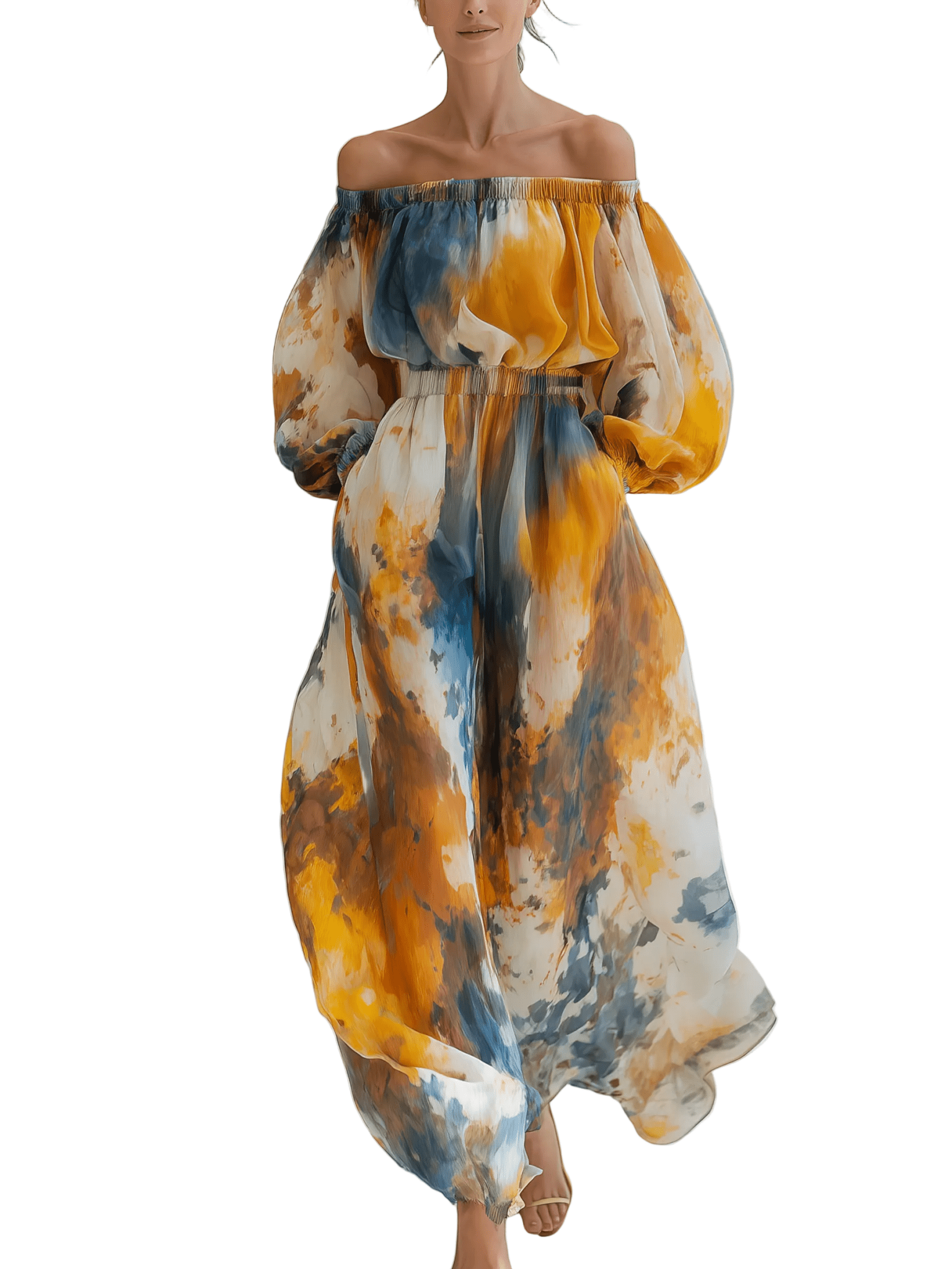 CONJUNTO DE GASA CON ESTAMPADO ACUARELA Y TOP - VALERINA MARBELLA