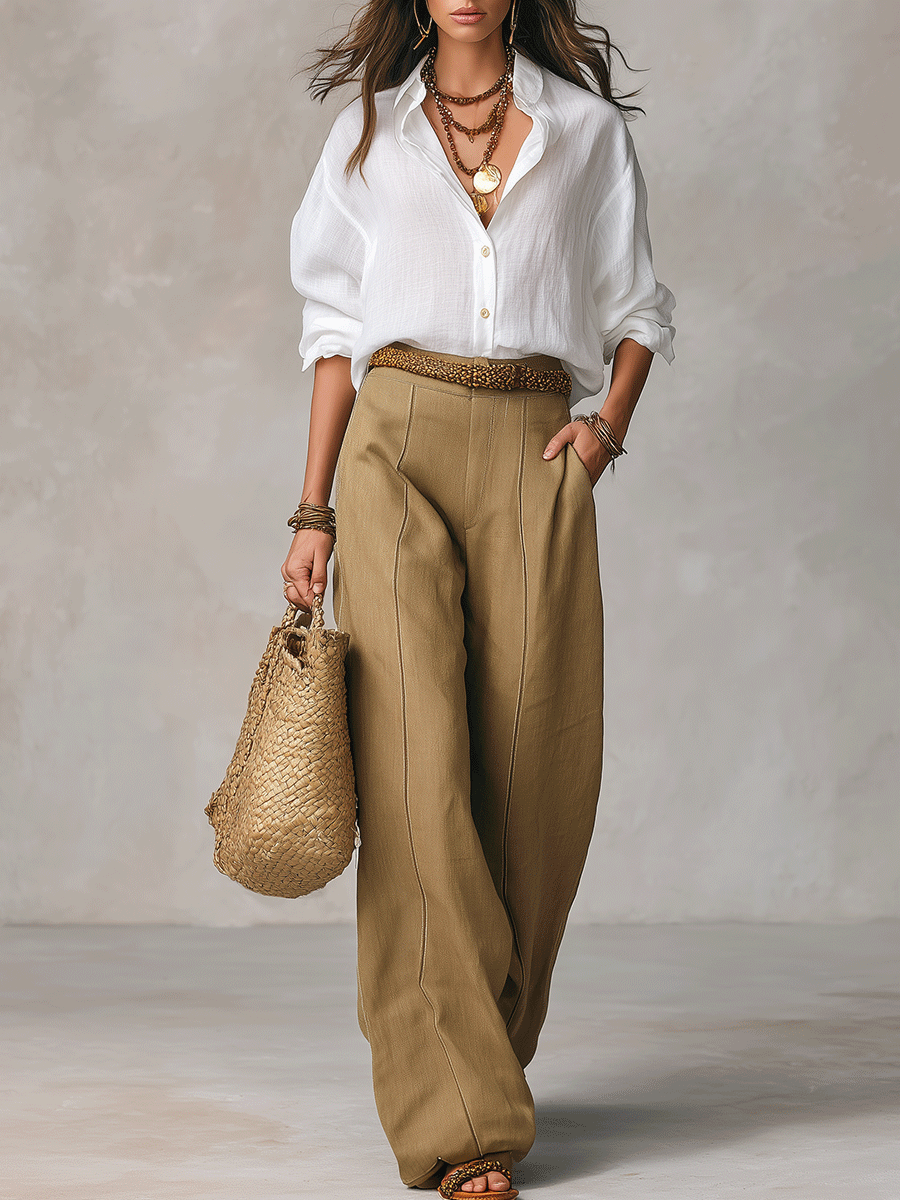 Bohemian Effortless Linen White Blouse