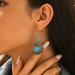 PENDIENTES VINTAGE BOHEMIO IMITATION TURQUESA FLOR GOTA