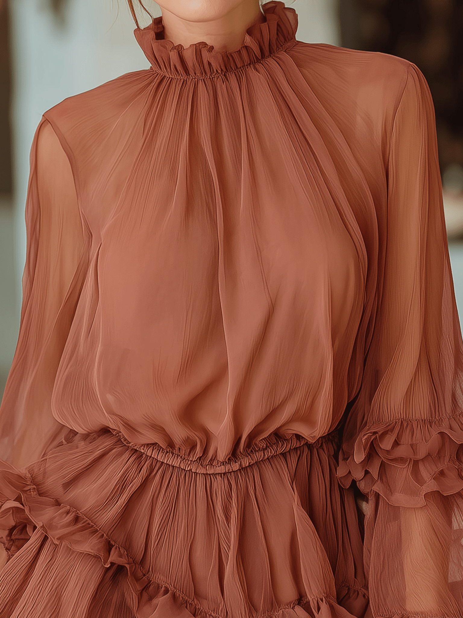 VESTIDO MINI DE GASA TRANSPARENTE ROJO - VALERINA MARBELLA