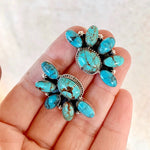 PENDIENTES BOHEMIO STYLE VINTAGE FLEURS TURQUESA