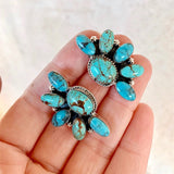 PENDIENTES BOHEMIO STYLE VINTAGE FLEURS TURQUESA