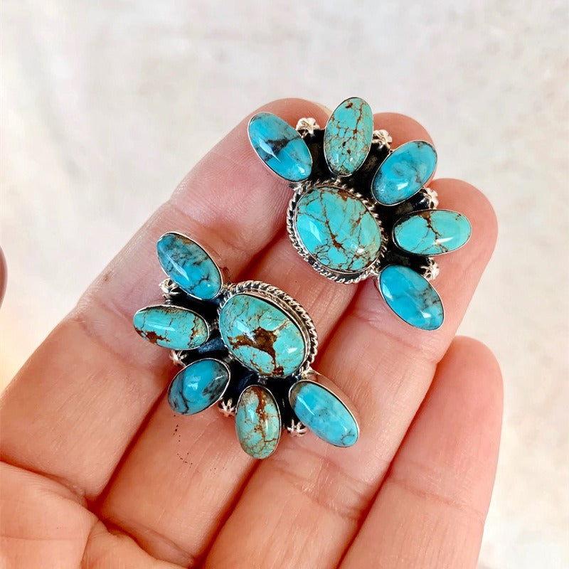 PENDIENTES BOHEMIO STYLE VINTAGE FLEURS TURQUESA