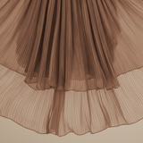 VESTIDO MINI DE GASA ARRUGADA COLOR MOCHA CON VOLANTES - VALERINA MARBELLA