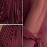 VESTIDO MINI CAMISERO DE CHIFÓN BURDEOS CON EFECTO TRANSPARENTE - VALERINA MARBELLA