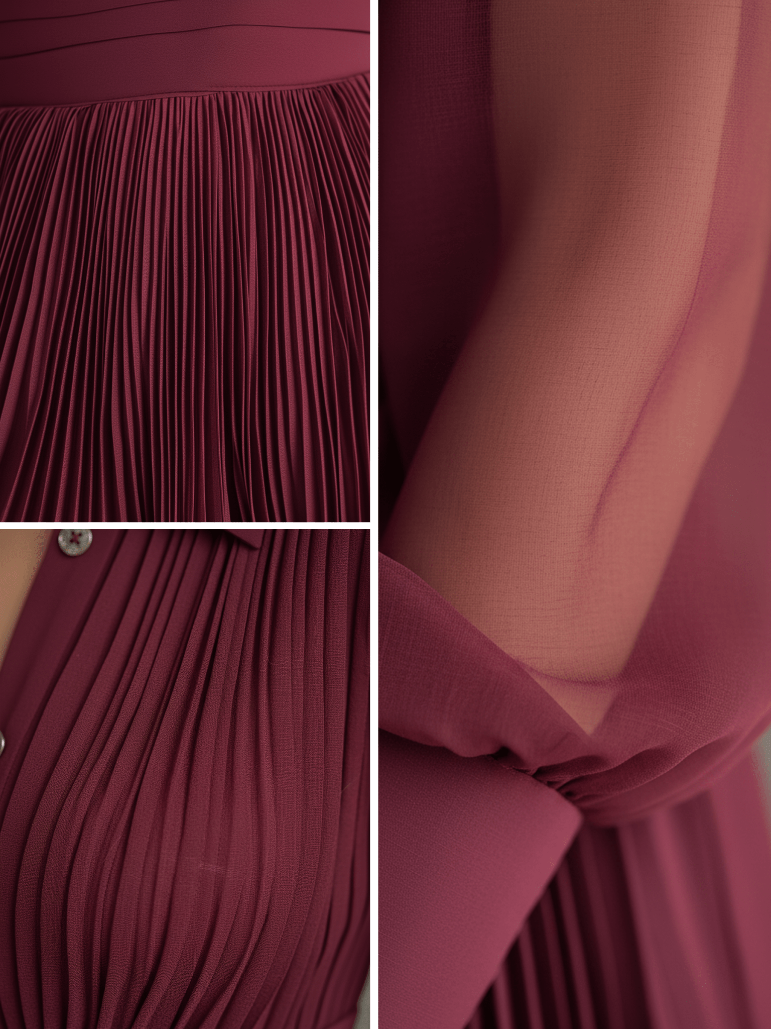 VESTIDO MINI CAMISERO DE CHIFÓN BURDEOS CON EFECTO TRANSPARENTE - VALERINA MARBELLA