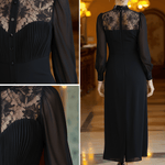 VESTIDO LARGO NEGRO CON BOTONES FRONTALES - VALERINA MARBELLA