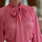VESTIDO MAXI DE GASA FUCSIA CON LAZO - VALERINA MARBELLA