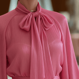 VESTIDO MAXI DE GASA FUCSIA CON LAZO - VALERINA MARBELLA