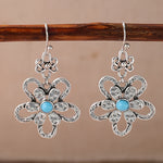 PENDIENTES VINTAGE BOHEMIO TURQUESA FLOR GOTA