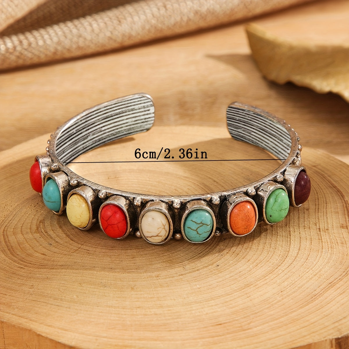 PULSERA VINTAGE STYLE MULTI-PIERRES TURQUESA MANCHETTE