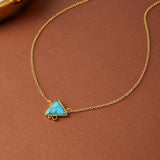 COLLAR ELEGANTE GÉOMÉTRIQUE TURQUESA TRIANGLE COLGANTE