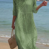 VESTIDO DE PLAYA CON BORDADO GEOMÉTRICO – ESTILO LIGERO