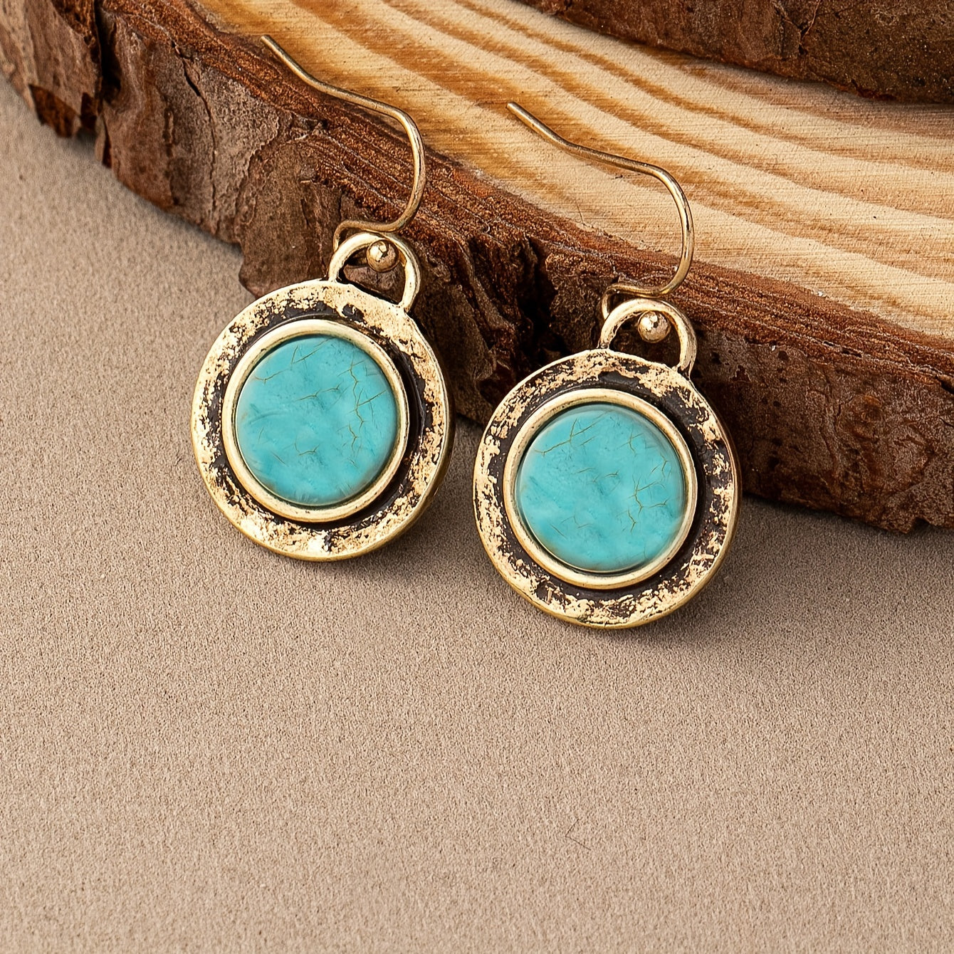 PENDIENTES BOHEMIO MINIMALISTA TURQUESA REDONDO GOTA