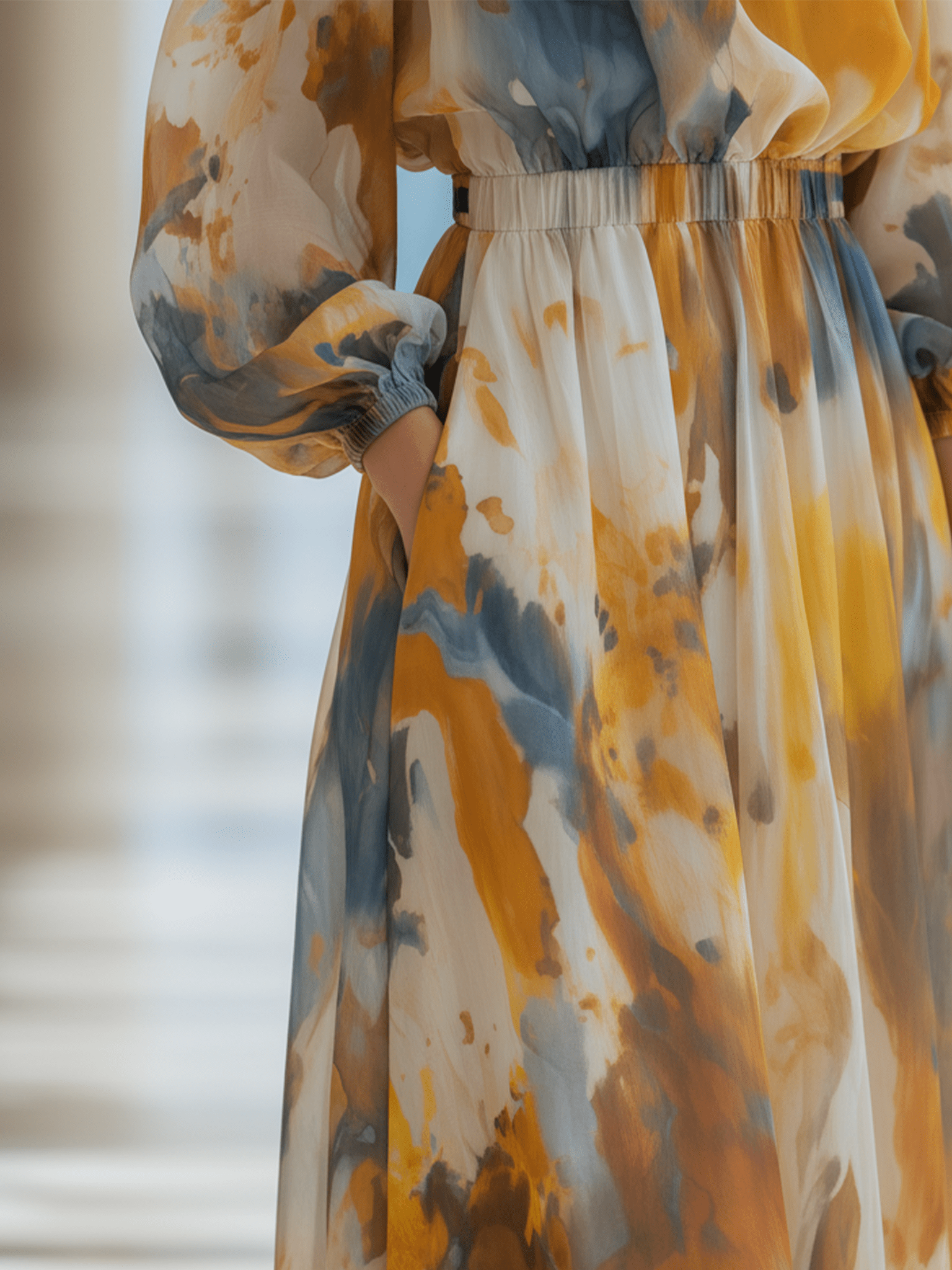 CONJUNTO DE GASA CON ESTAMPADO ACUARELA Y TOP - VALERINA MARBELLA