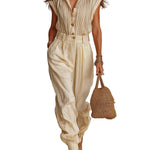 Bohemian Style Pleated Chiffon Blouse & Tapered Trousers Set