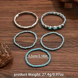 CONJUNTO BOHEMIO VINTAGE STYLE TURQUESA PERLÉ PULSERA