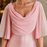 VESTIDO MIDI ROSA BLUSH DE SATÉN Y GASA - VALERINA MARBELLA