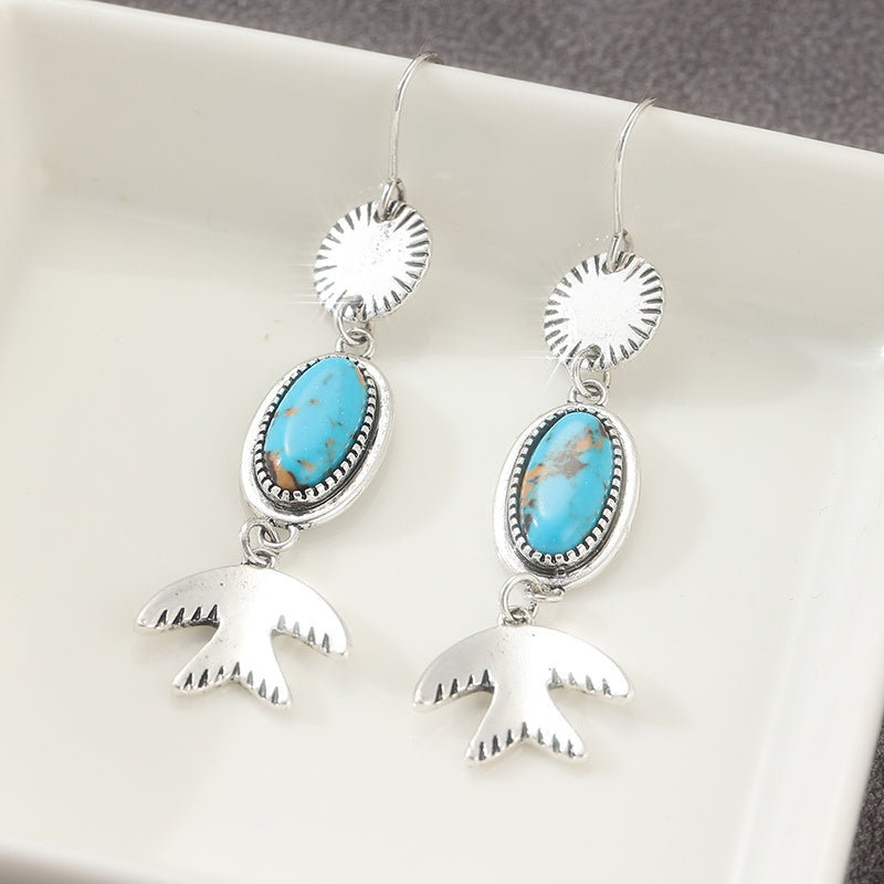 BOHEMIO TURQUESA CON OISEAU DIJE COLGANTE PENDIENTES