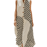 VESTIDO LARGO DE RAYAS DE MEZCLA DE LINO SIN MANGAS - VALERINA MARBELLA