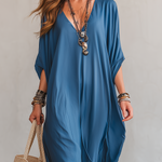 Peacock Blue Loose Casual Dress