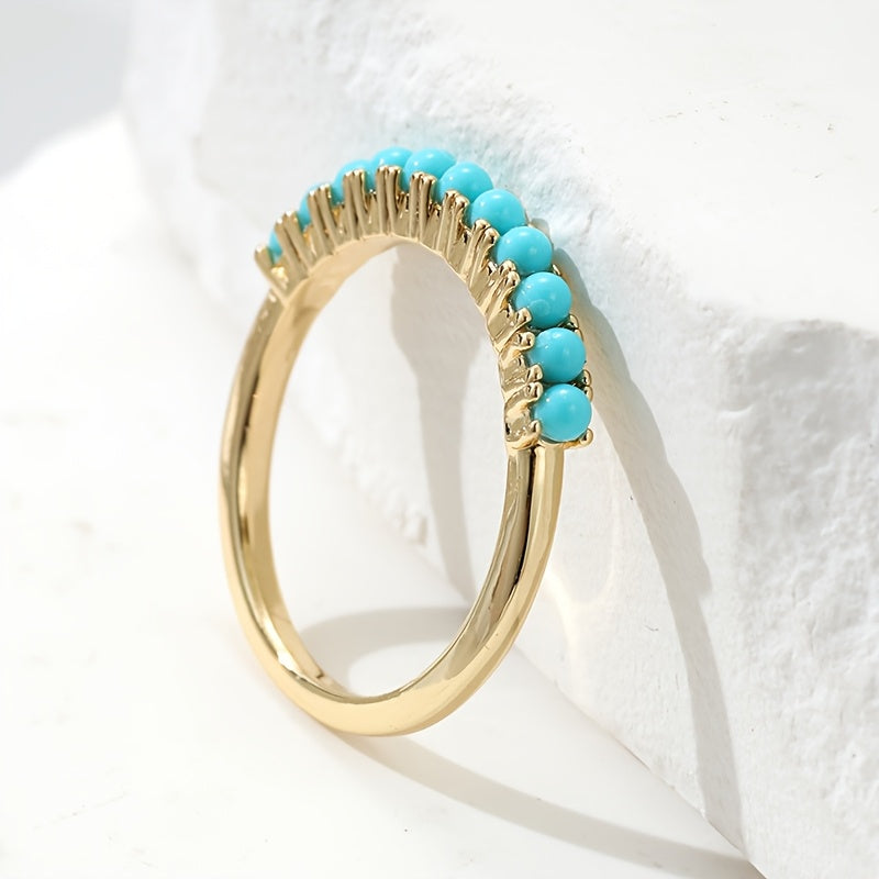 ANILLO BOHEMIO TURQUESA PERLÉ PLAQUÉ ORO SORTIJA