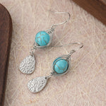 PENDIENTES ELEGANTE RÉTRO FIL ENROULÉ TURQUESA MÉTAL COLGANTE