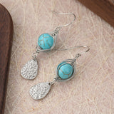 PENDIENTES ELEGANTE RÉTRO FIL ENROULÉ TURQUESA MÉTAL COLGANTE