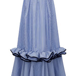 Striped Print Elegant Ruffle Trim Vacation Maxi Skirt