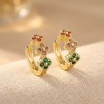 PENDIENTES TURQUESA CIRCONA CUBIQUE FLOR ARO